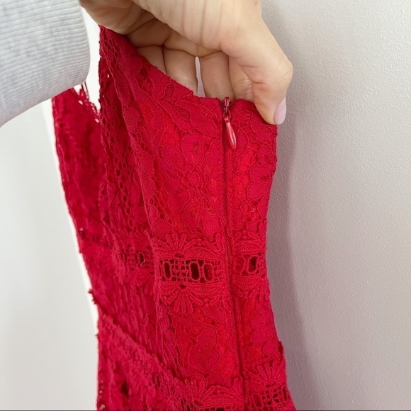 NSR Dress Red Lace Midi Dress NWT Medium - Picture 6 of 8